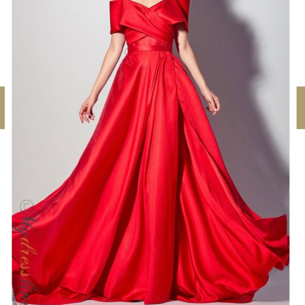Sara Badr Off Shoulder Red Gown